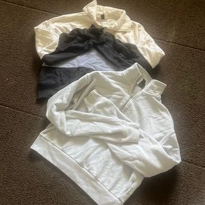 Cute cropped half-zip sweatshirts.